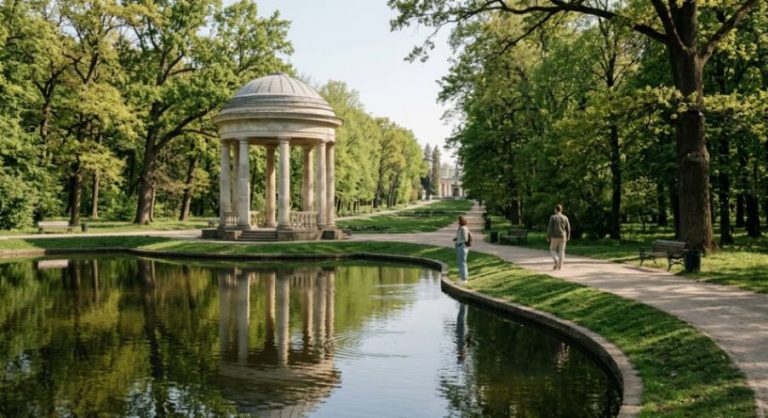 Альтанка та ставок у дендропарку «Олександрія» в Білій Церкві.